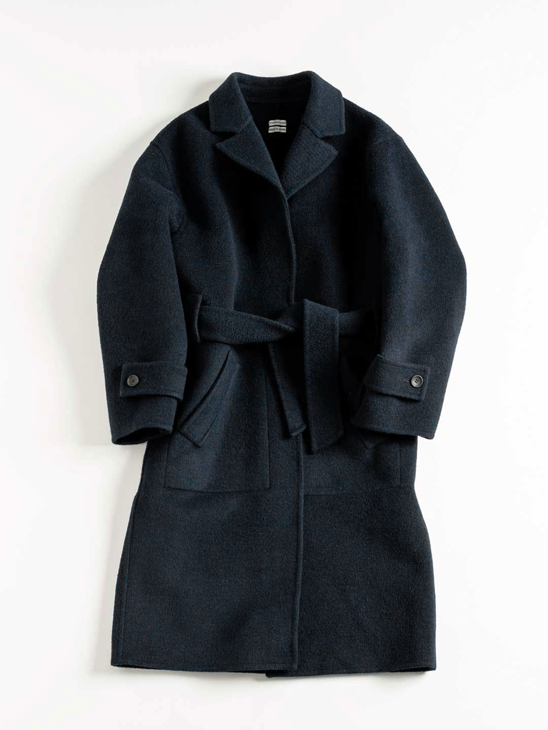 No.0001 Wool Rever Coat - Navy