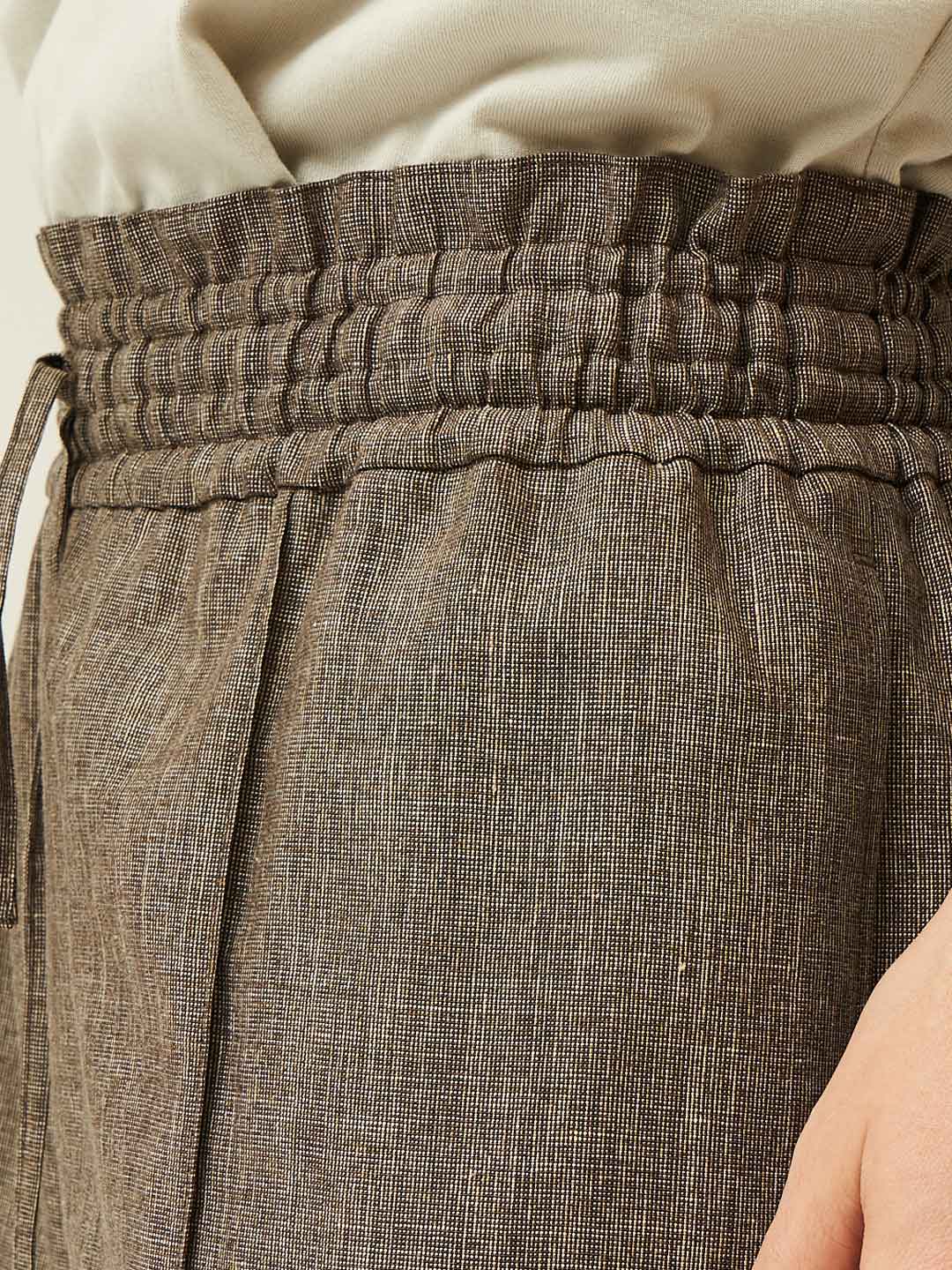 Linen Wool Shorts - Brown