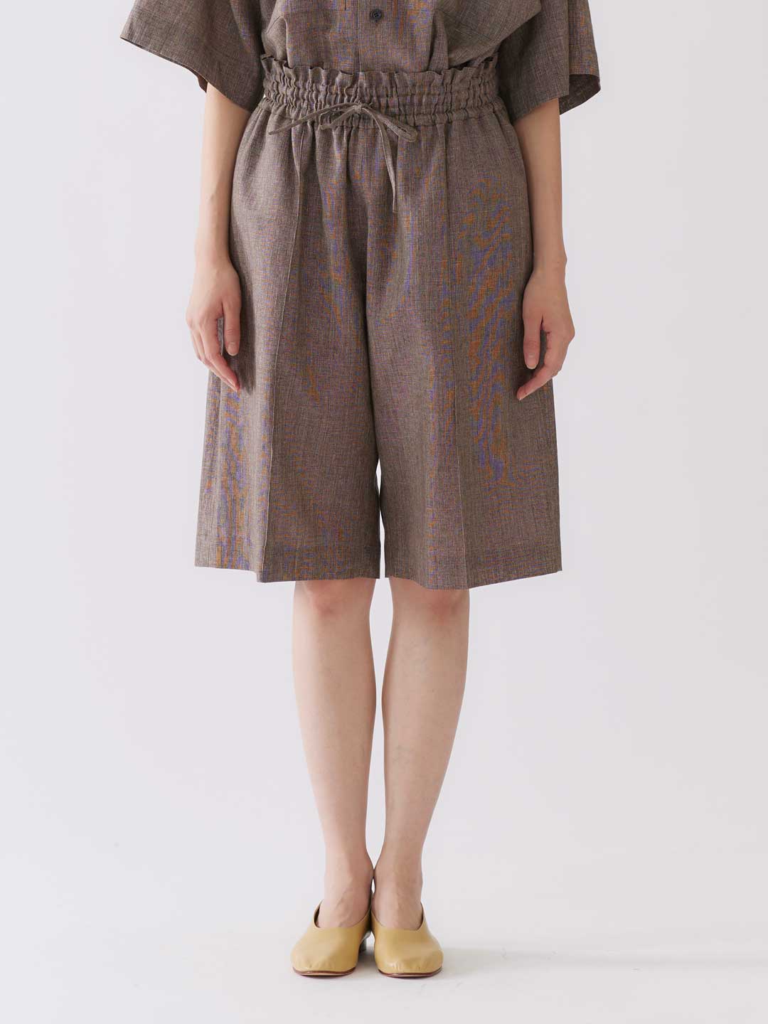 Linen Wool Shorts - Brown