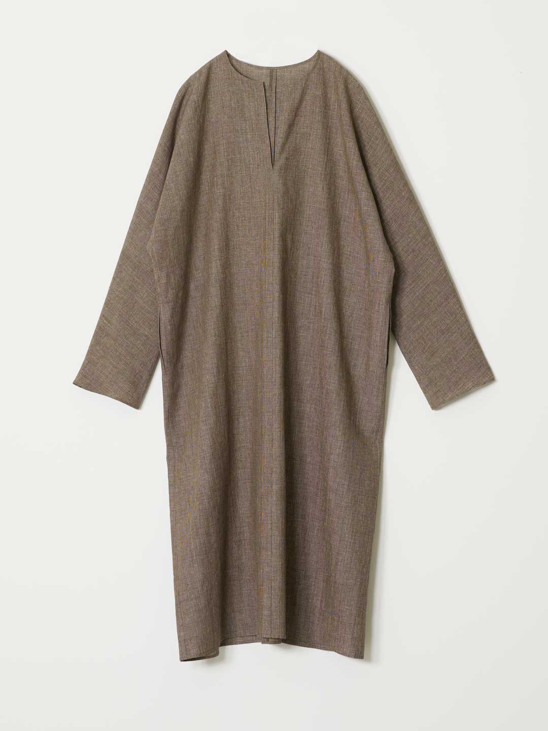 Linen Wool Dress - Brown
