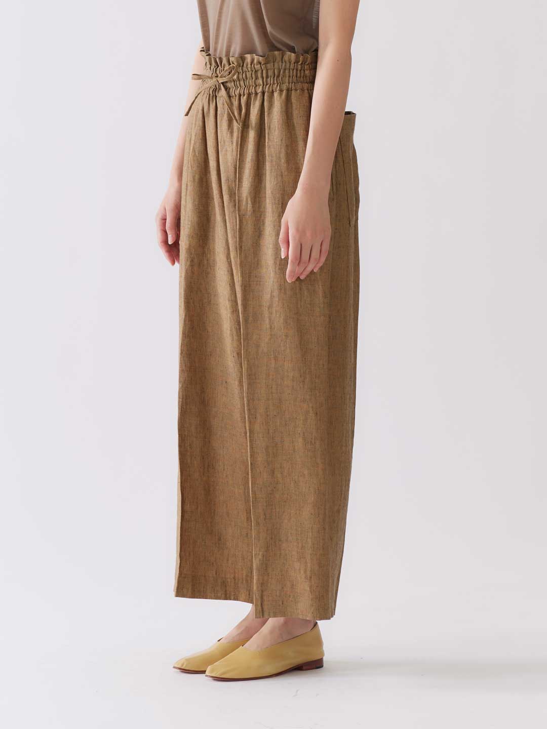 Linen Chambray Trousers - Brown