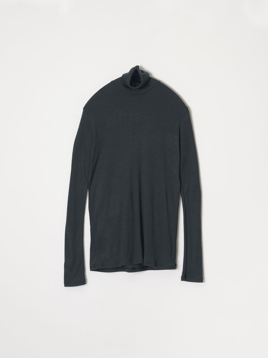 No.0064 Fine Wool Circular Rib High Neck - Moss