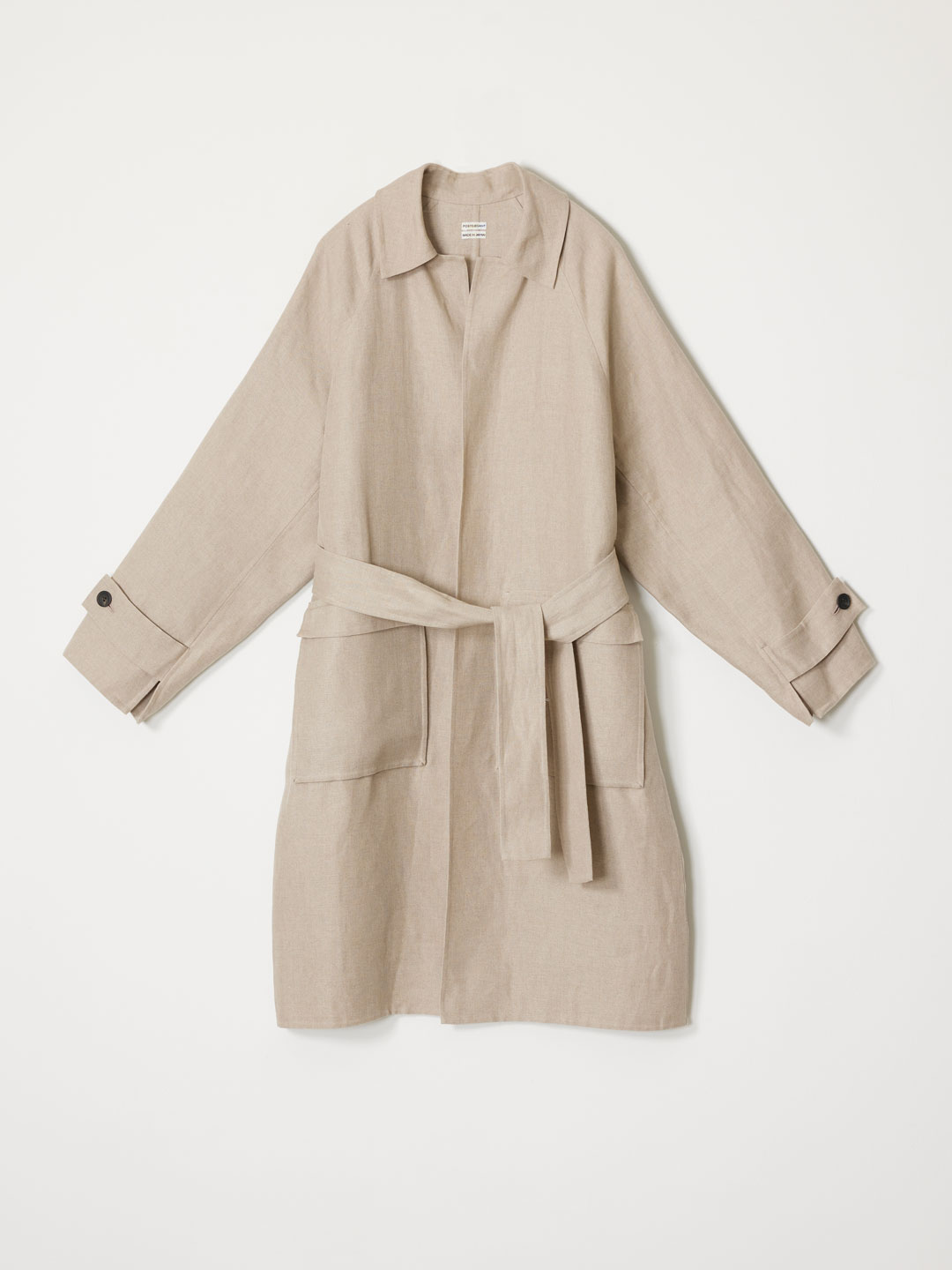 Linen Rever Raglan Coat - Light Greige