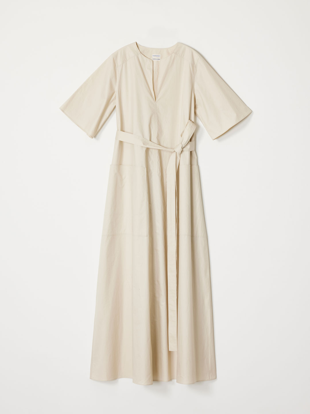 Cotton Broad Long Dress - Light Beige