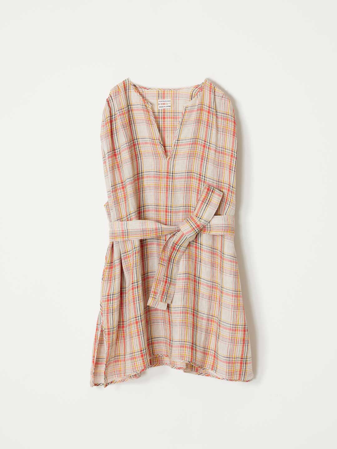 Linen Check Gathered Top - Orange