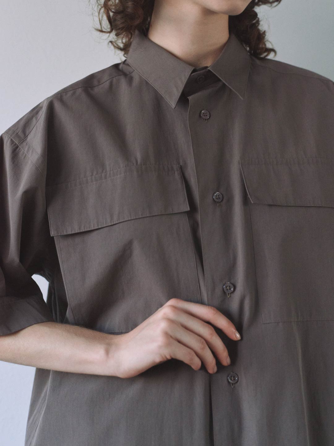 Fine Cotton Short-Sleeve Shirt - Taupe