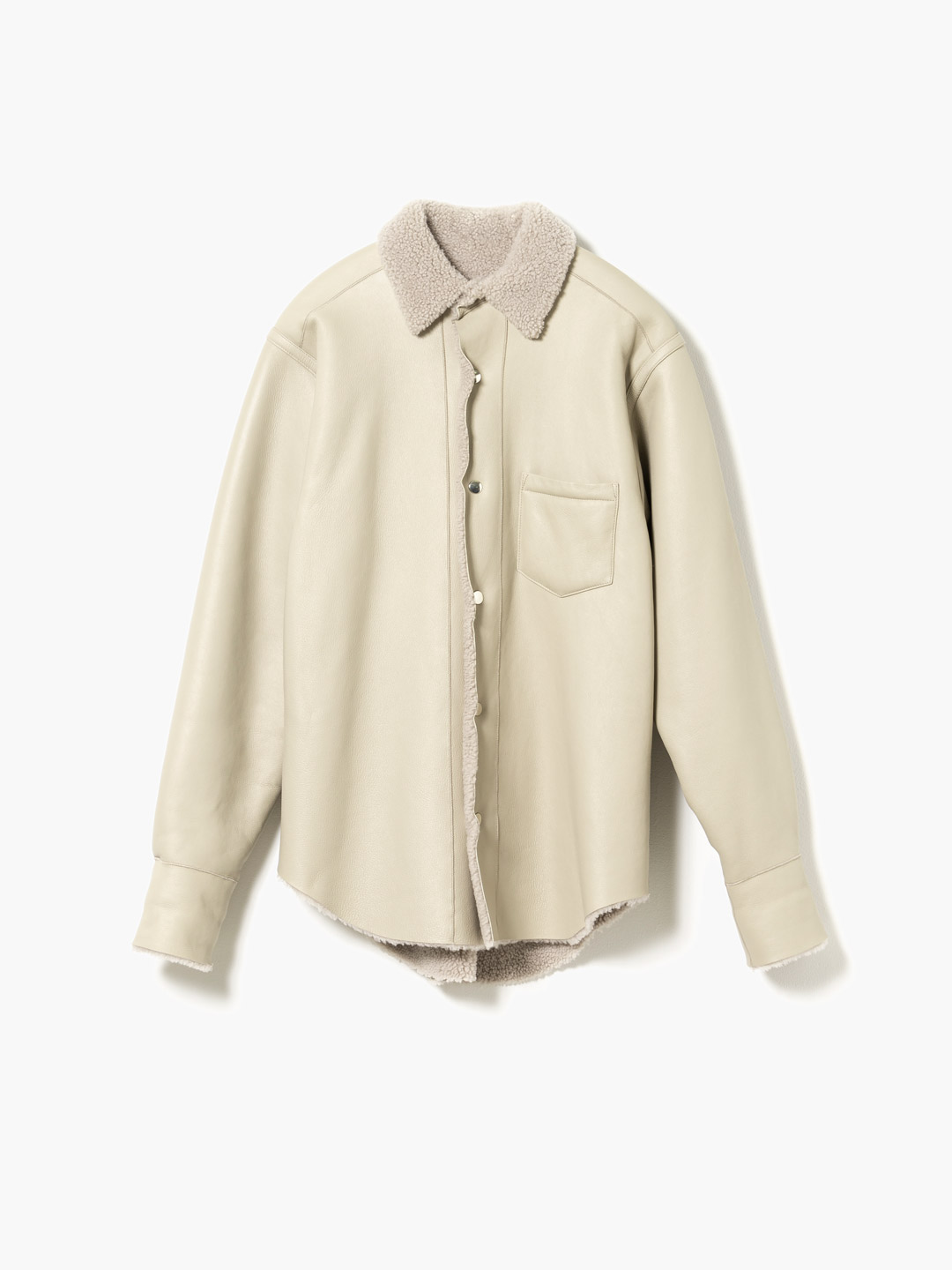 Mouton Shirt Jacket - Light Beige