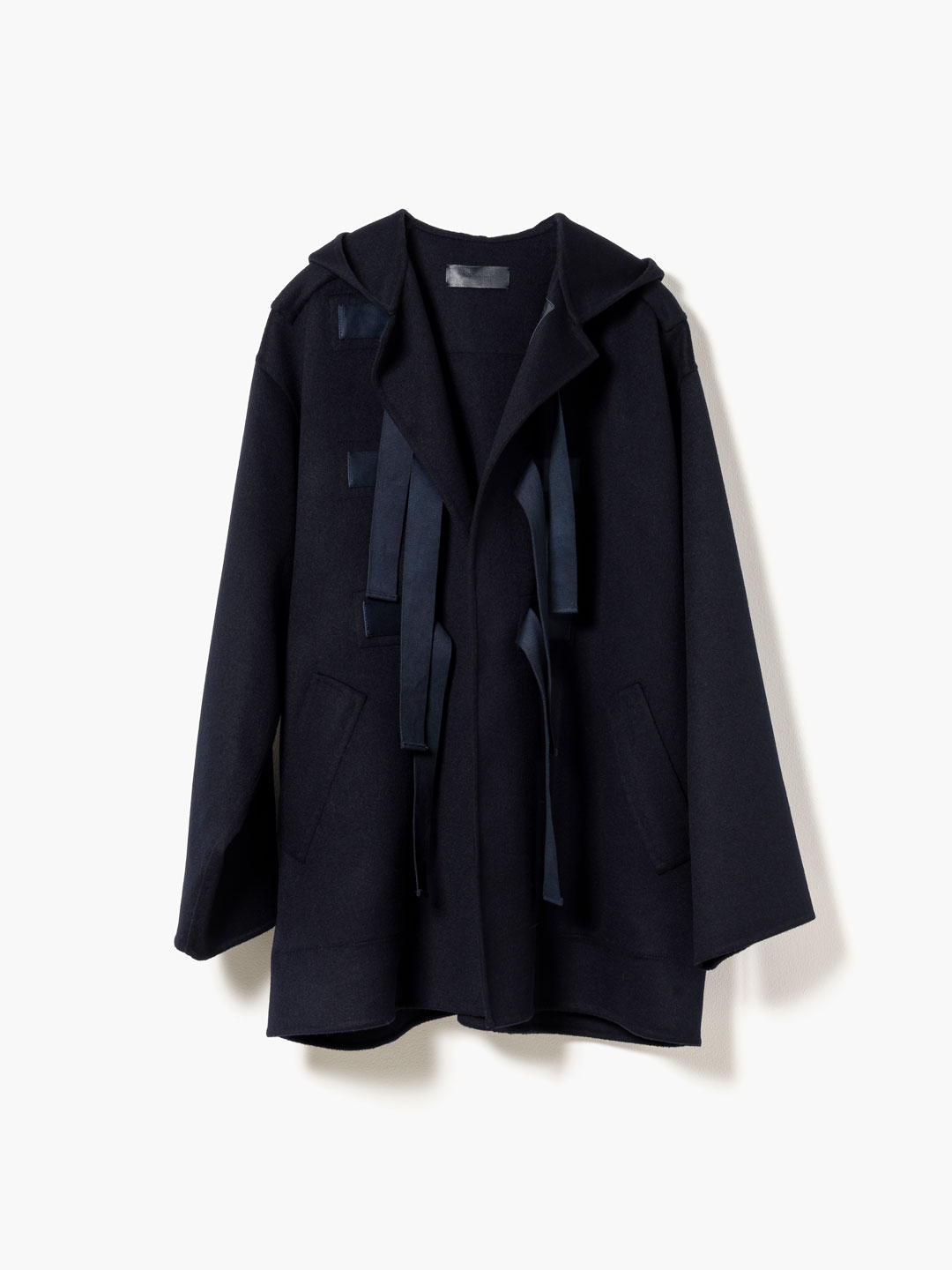 Cashmere Rever Hooded Coat - Navy