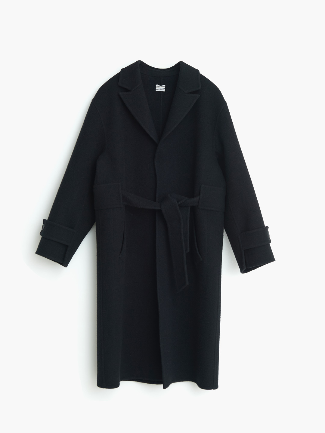 Wool Rever Coat - Black