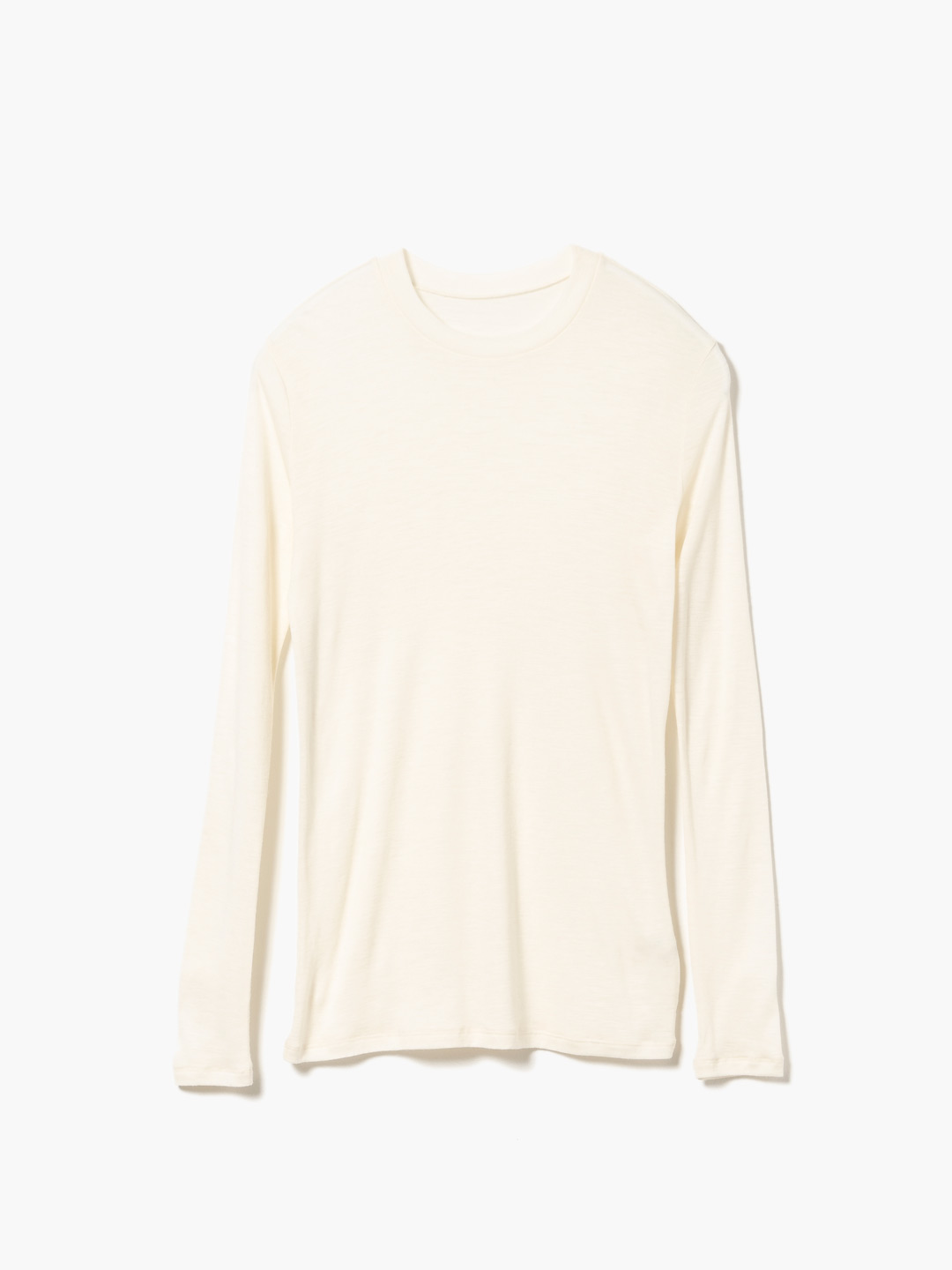 Fine Wool Circular Rib Crew Neck - Off White