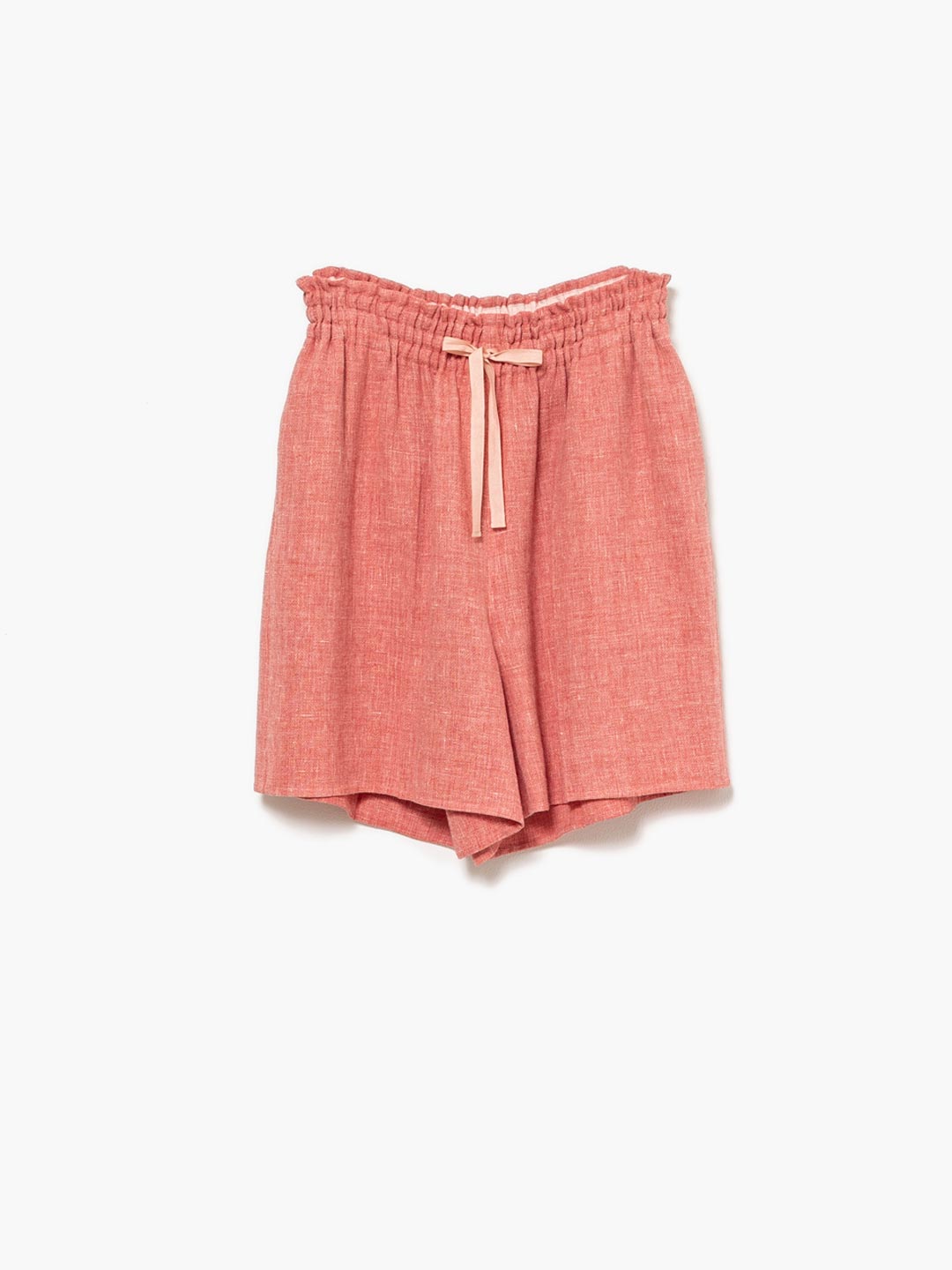 Linen Wool Rever Shorts - Red