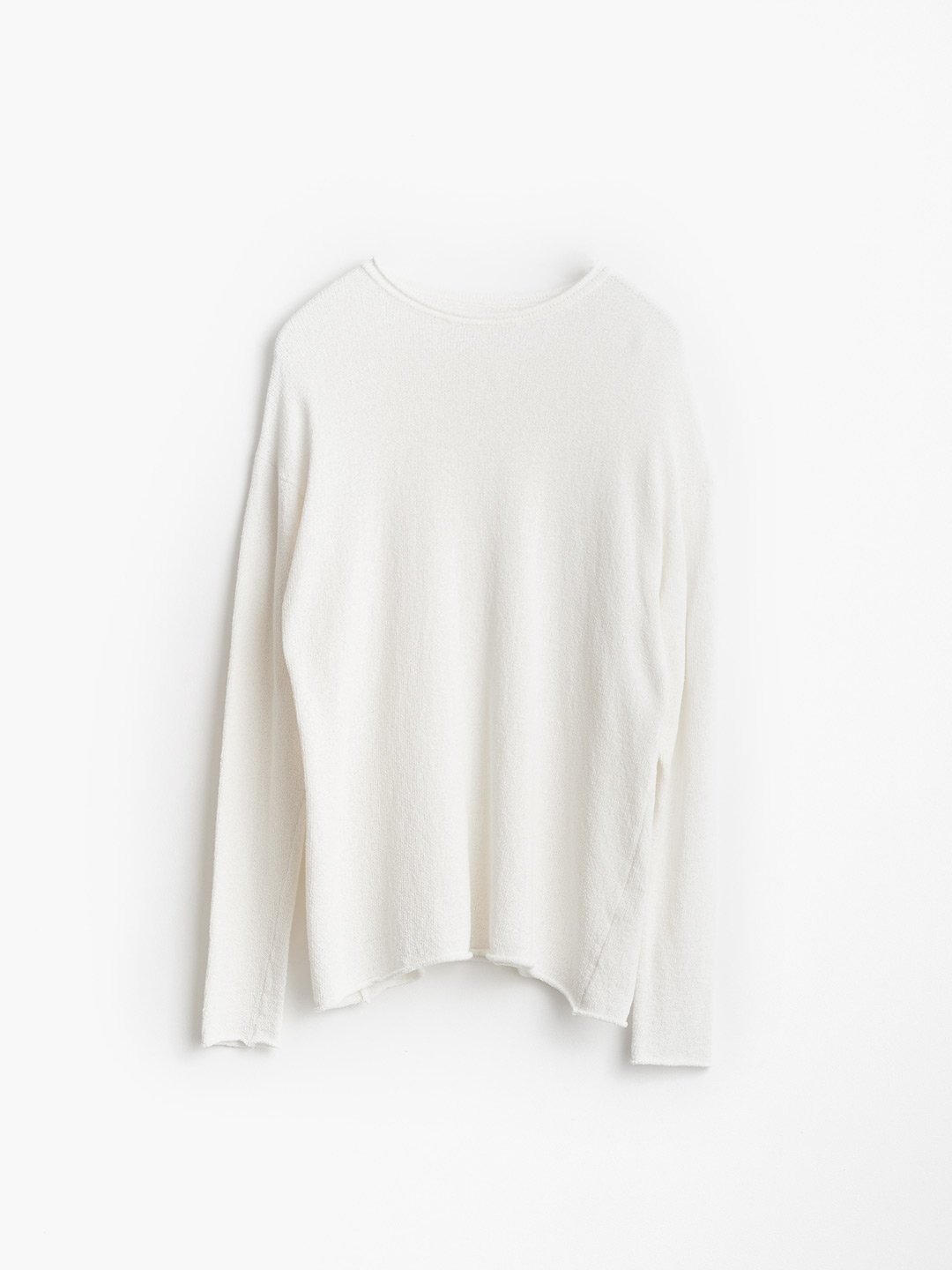 Cotton Boucle Pull-Over Knit - White