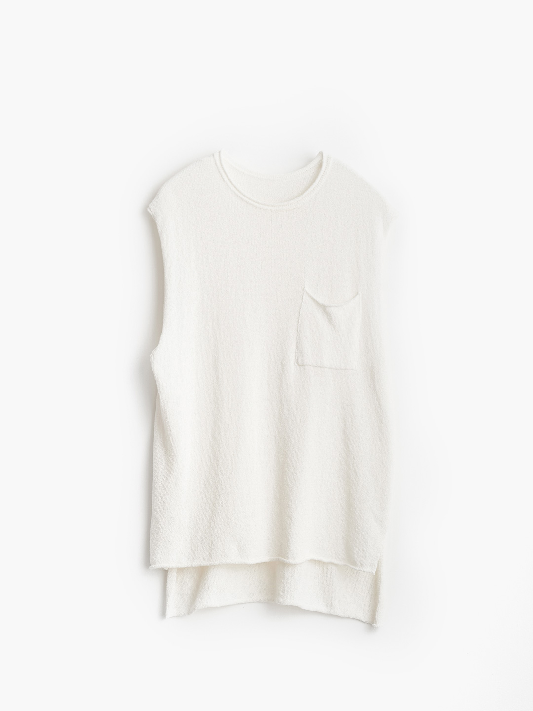 Cotton Boucle Knit Vest - White