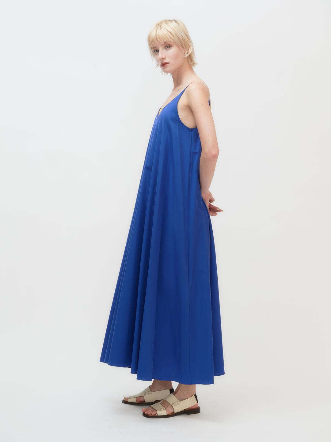 別注 High Count Cotton Cami Dress - Blue