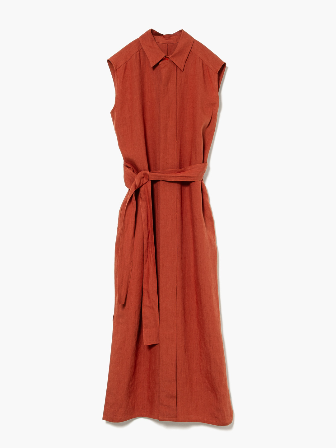 Linen Washi Paper No-Sleeve Dress - Orange