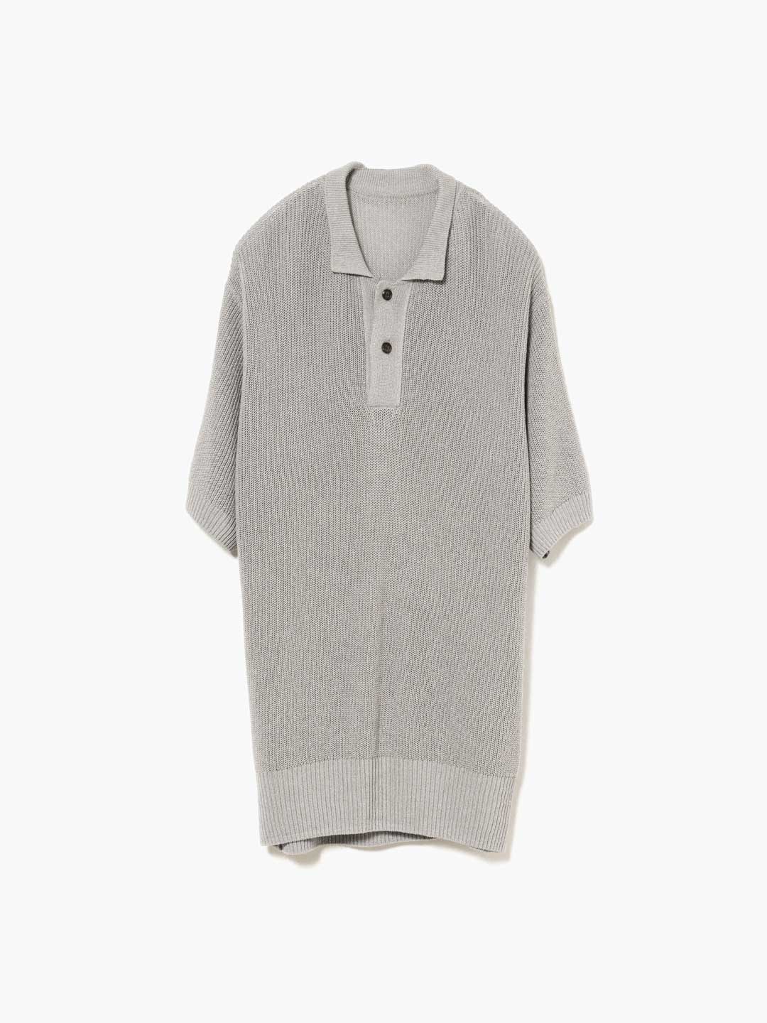Washi Paper Wool Knit Polo - Light Grey