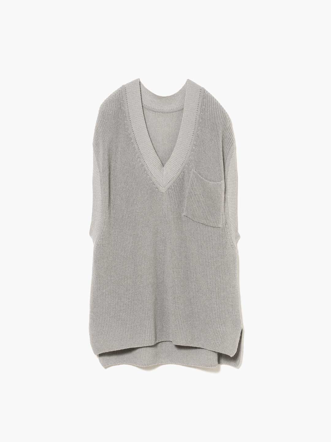 Washi Paper Wool Knit Vest - Light Grey