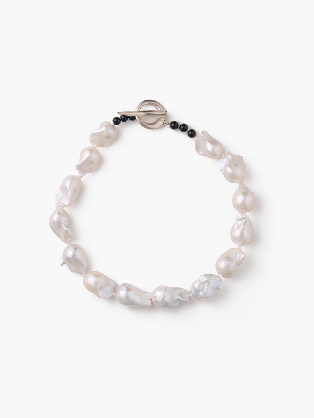 Baroque Pearl Collar Necklace - Silver