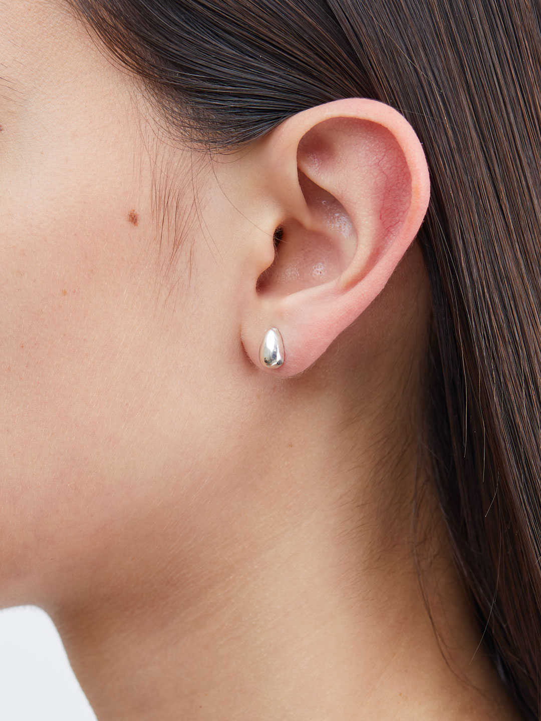 Tiny Egg Studs Pierced Earring - Silver