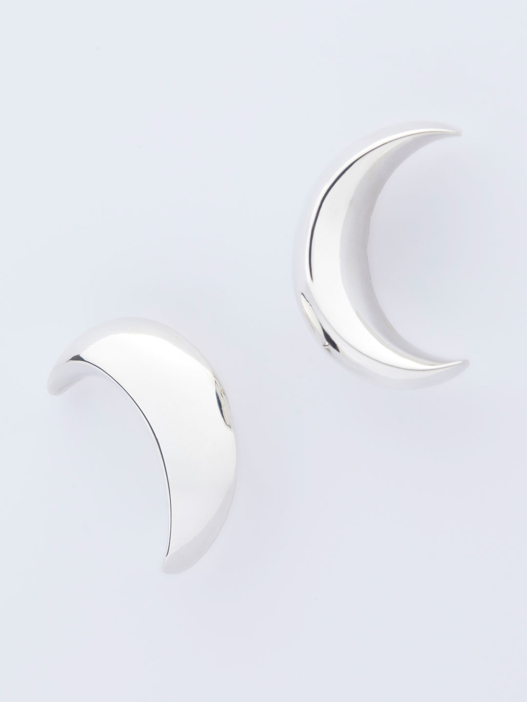 Moon Pierced Earrings - Silver