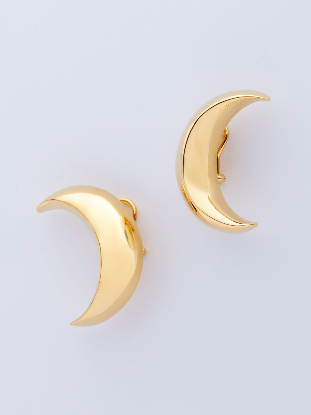 Moon Pierced Earrings - Gold