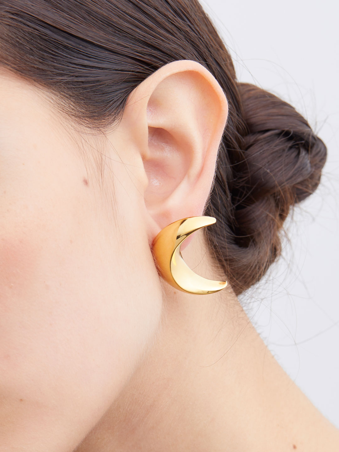 Moon Pierced Earrings - Gold