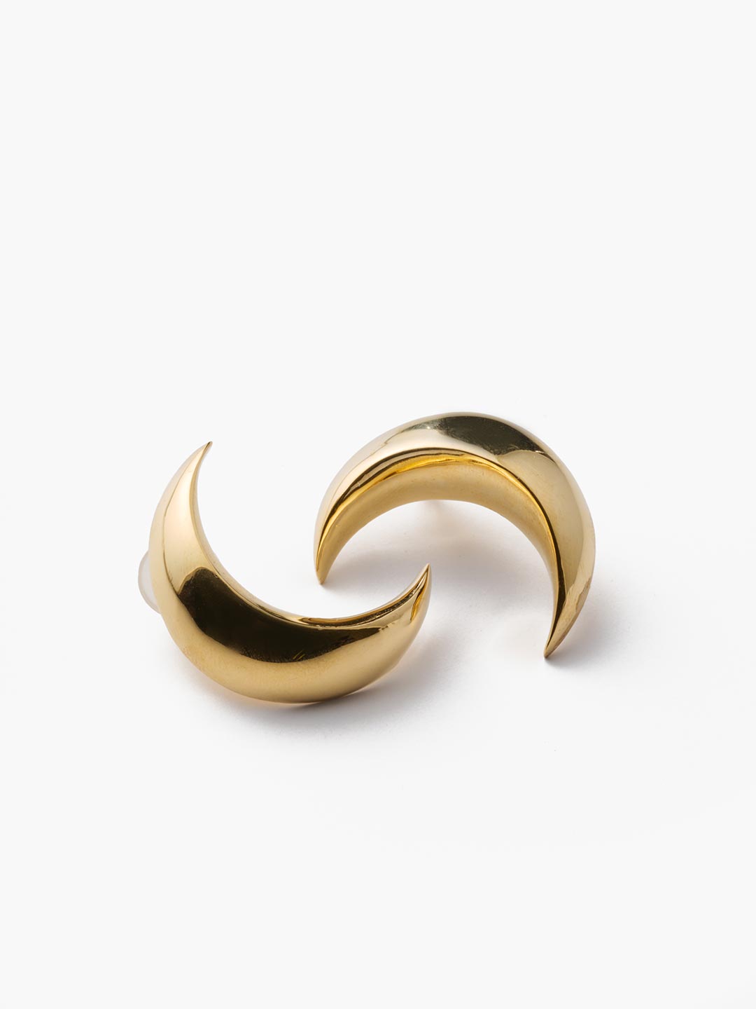 Moon Pierced Earrings - Gold
