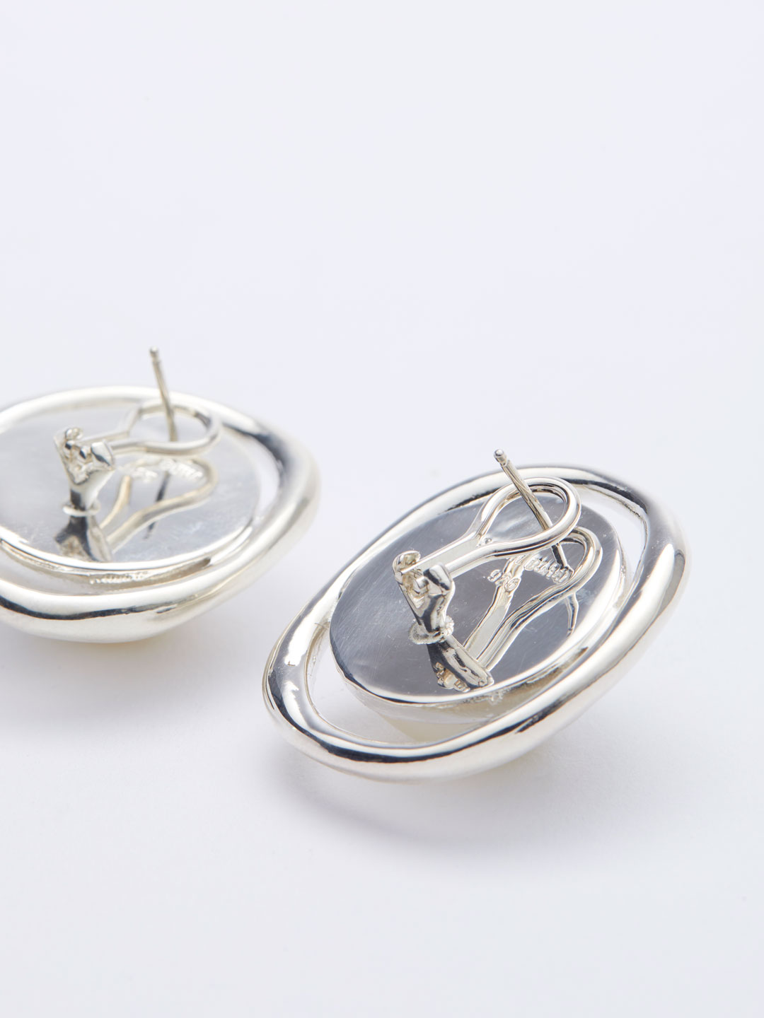 Pearl Orb Pierced Earrings - Silver