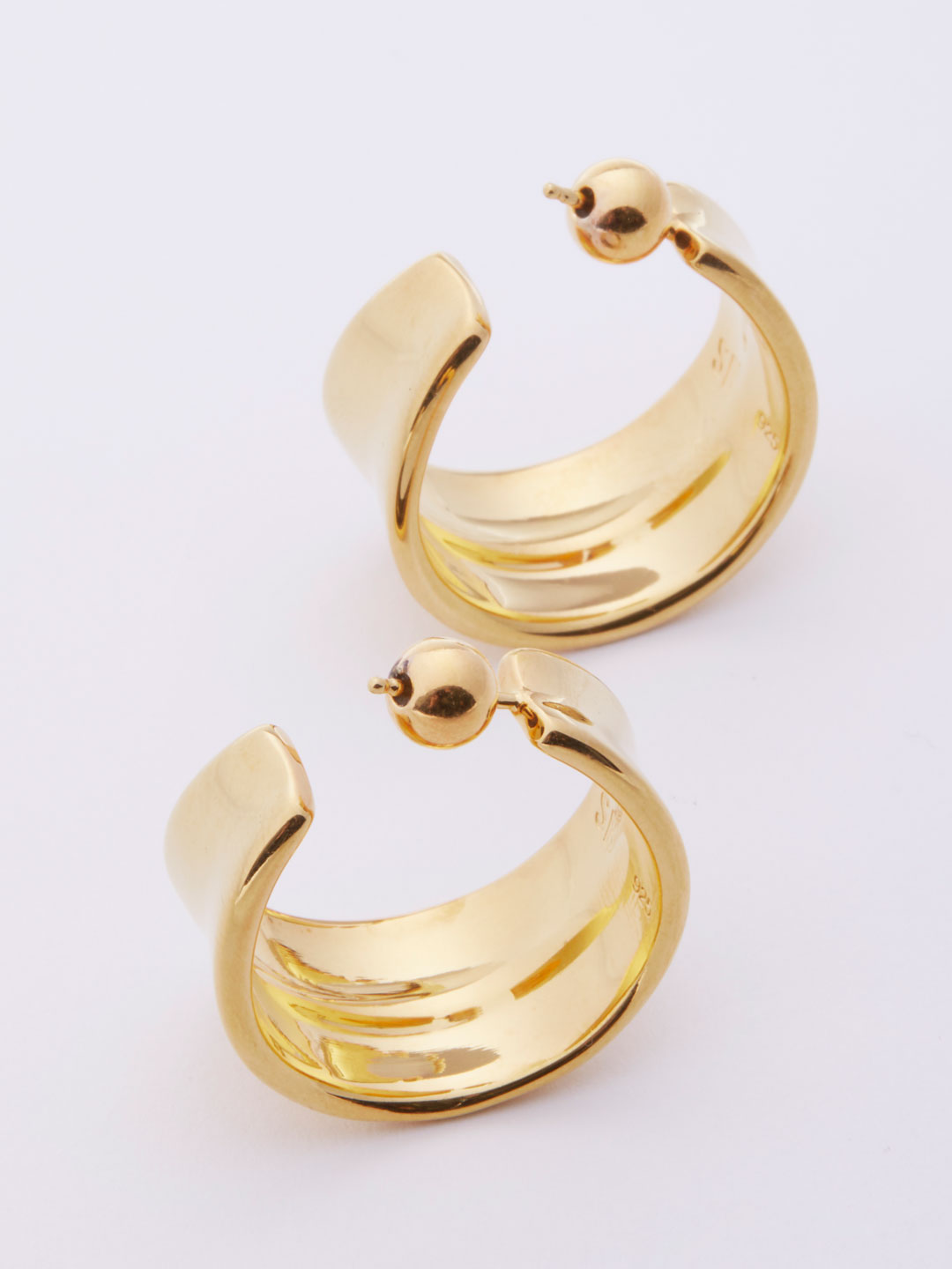 Gold Wave Hoops Pierced Earrings Large  - Gold