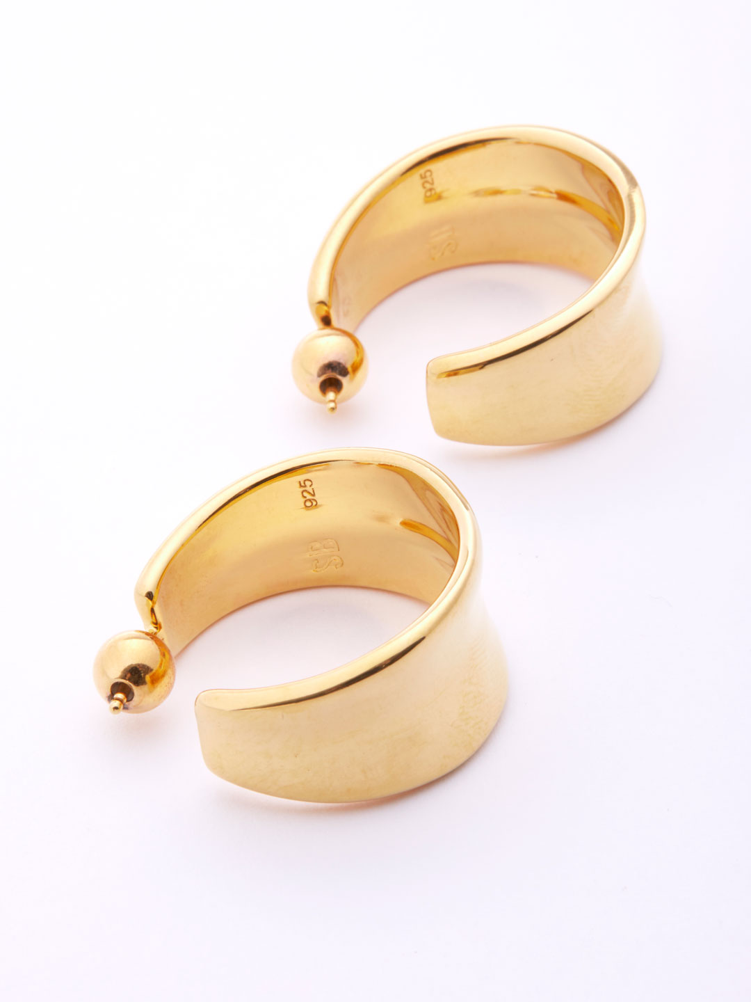 Gold Wave Hoops Pierced Earrings Large  - Gold