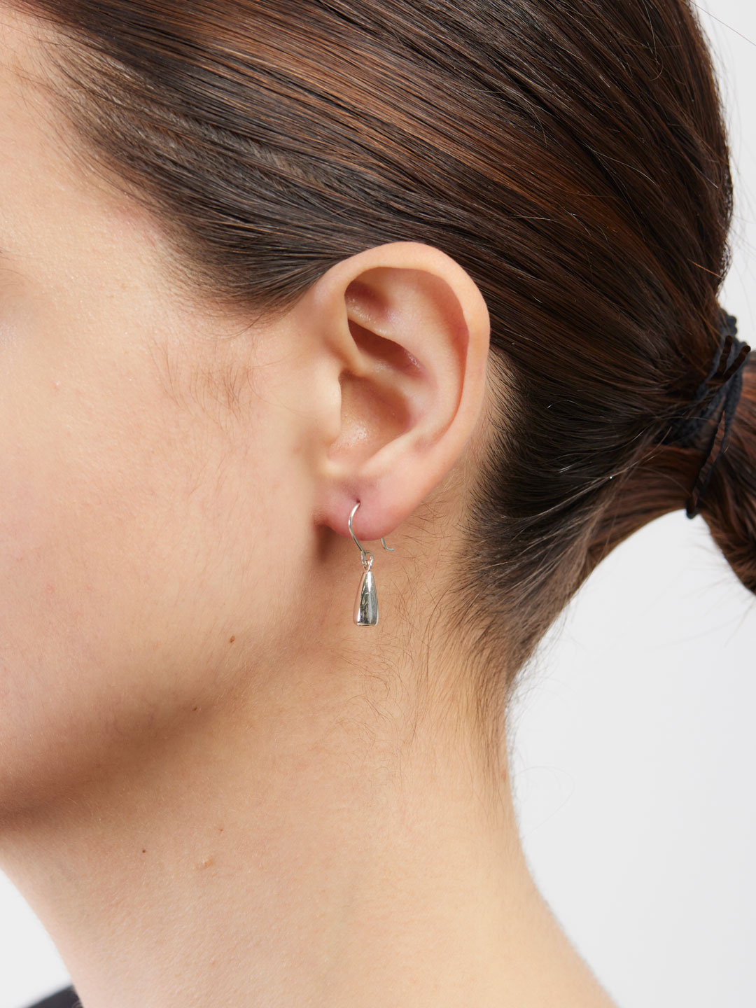 Tiny Dew Drop Pierced Earrings - Silver