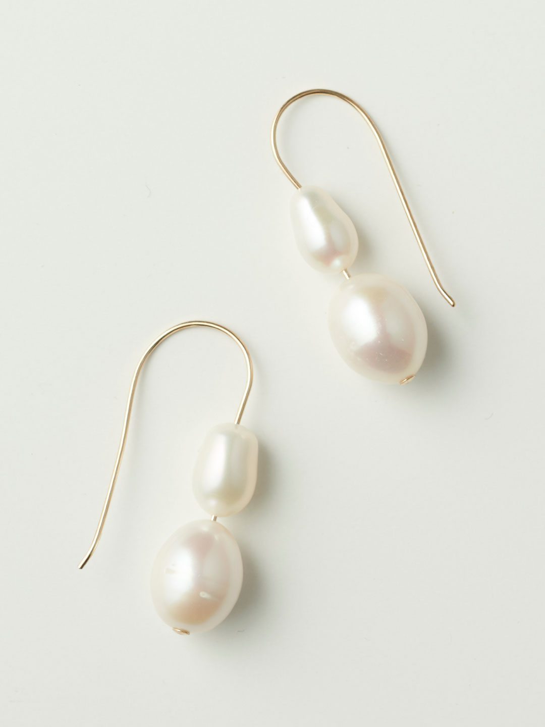 Double Pearl Pierced Earrings - Gold