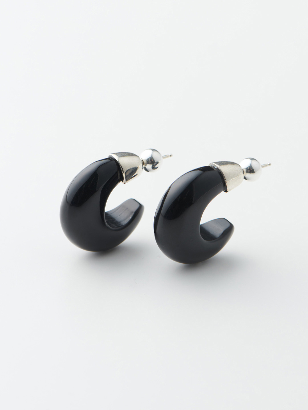 Onyx Donut Hoops - Silver