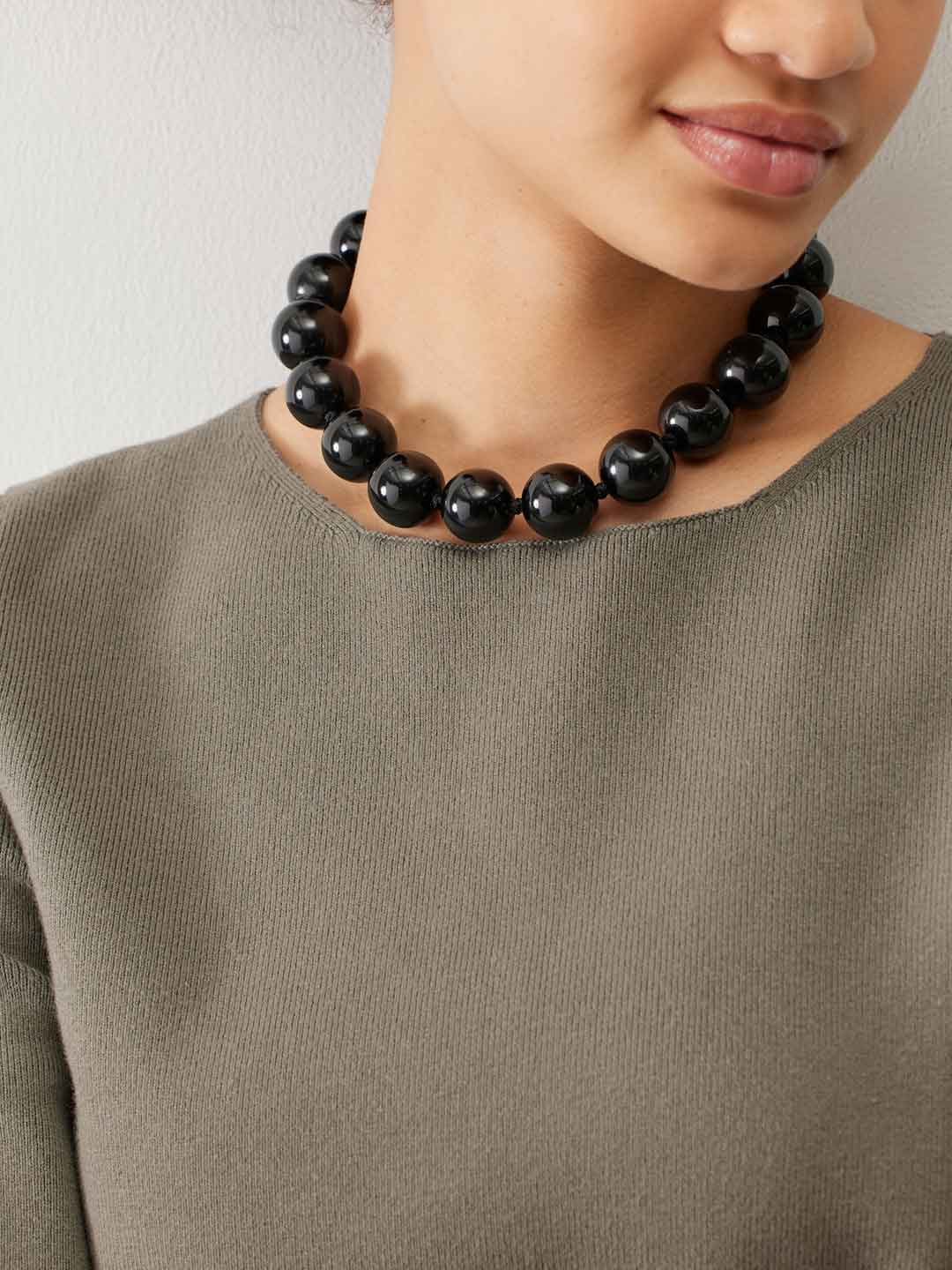 Onyx Boule Collar - Silver