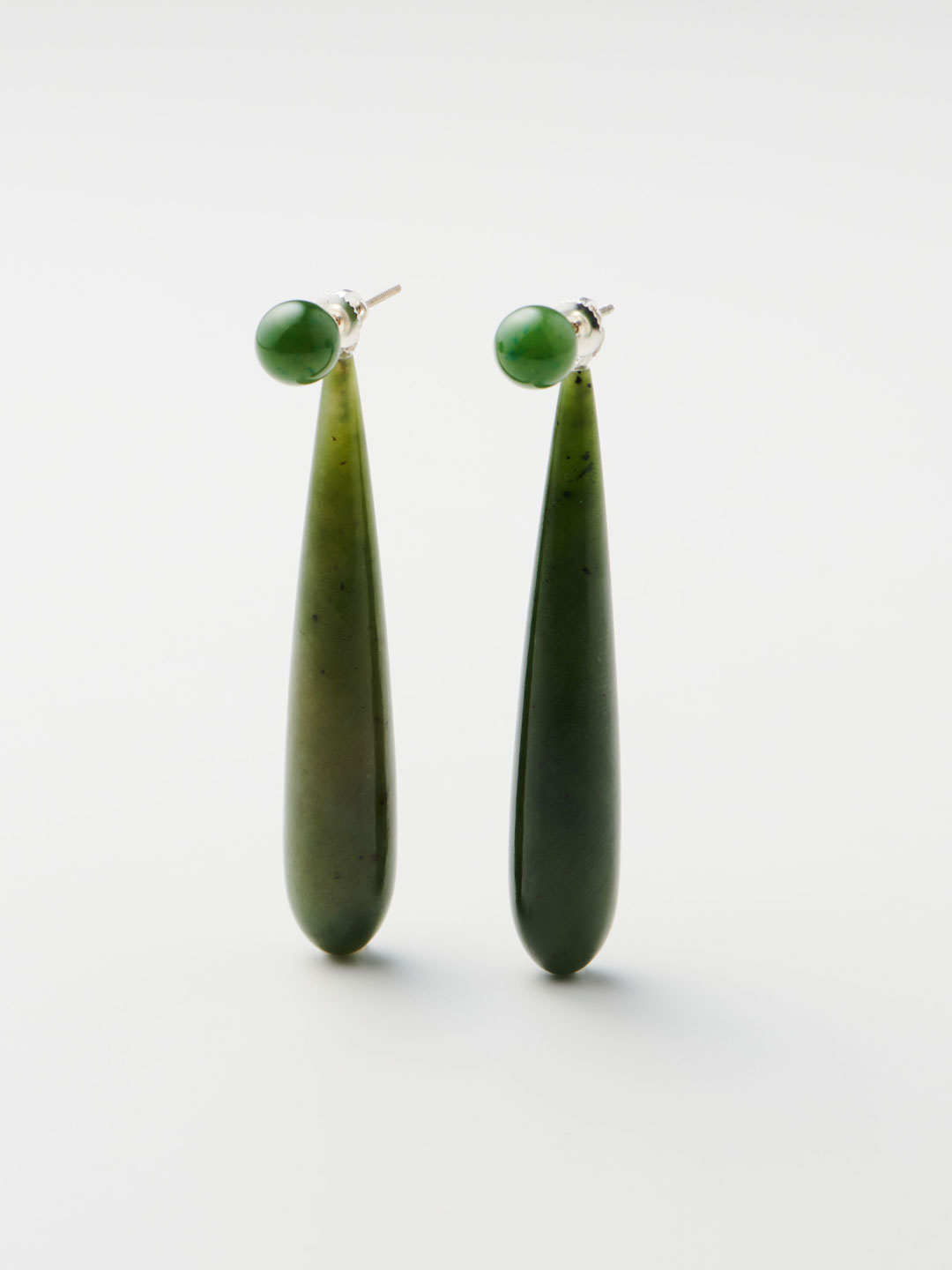 Jade Large Angelika Piereced Earrings - Silver