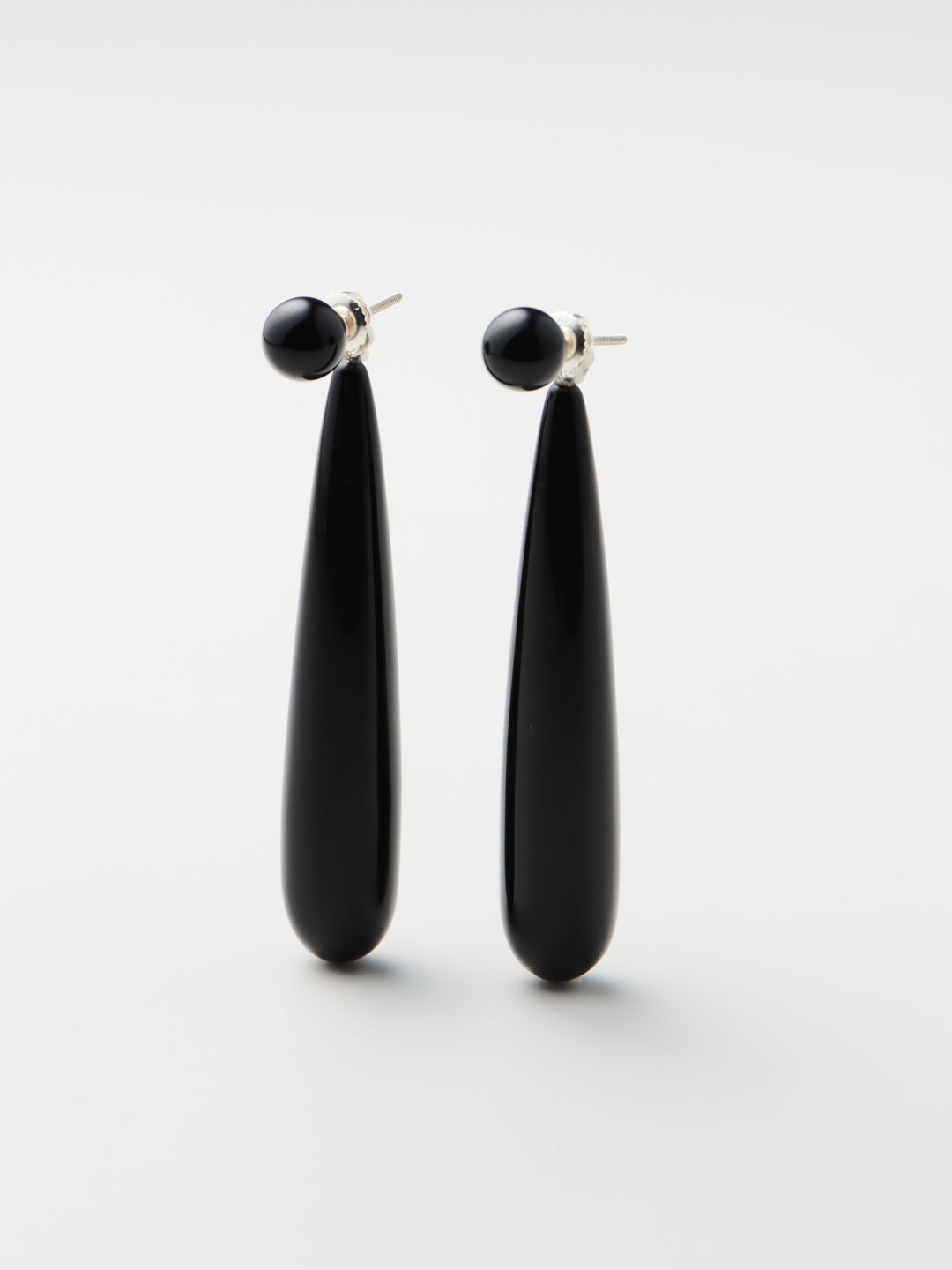 Onyx Large Angelika Piereced Earrings - Silver