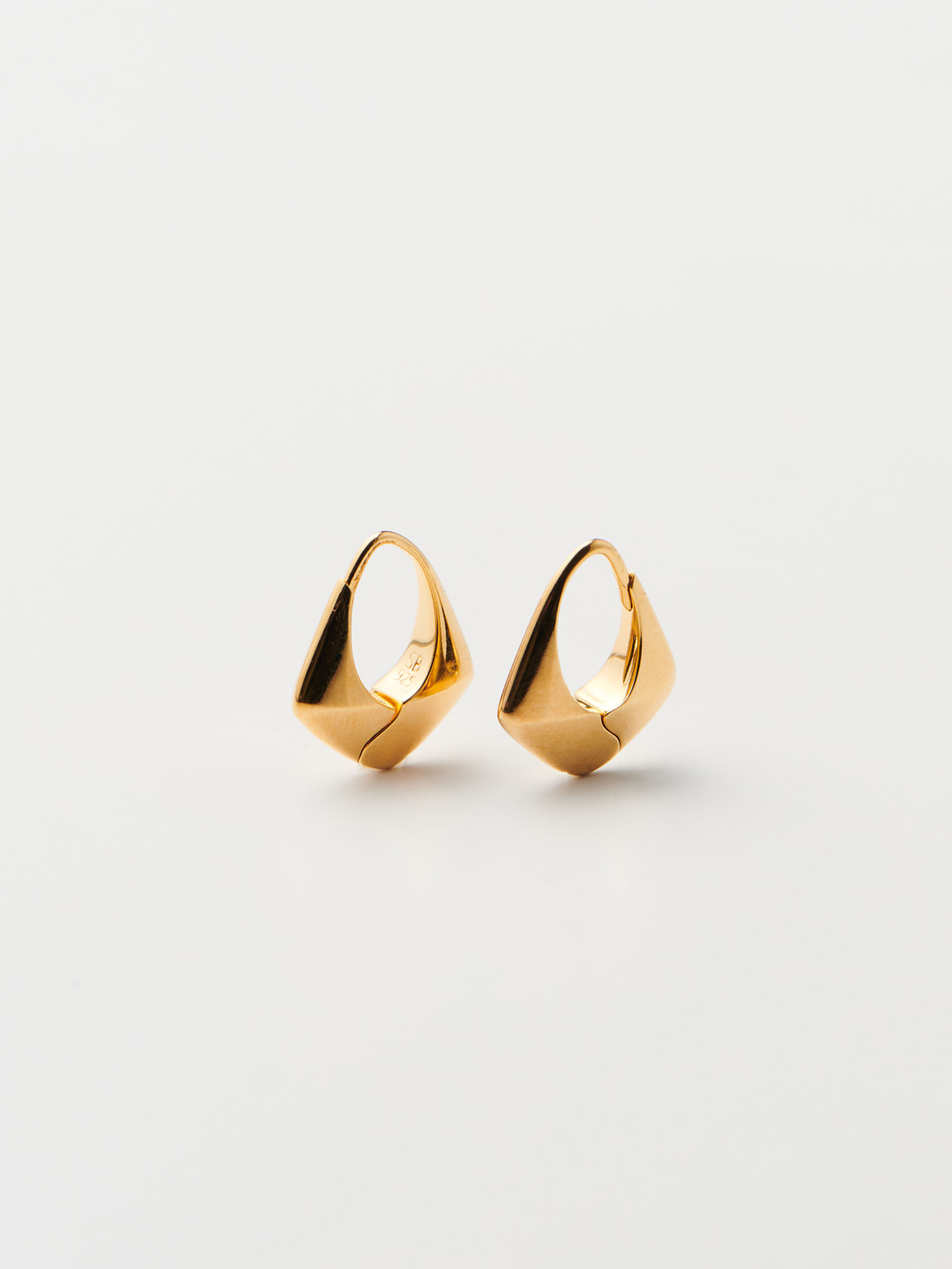 Small Pyramid Hoops - Yellow Gold