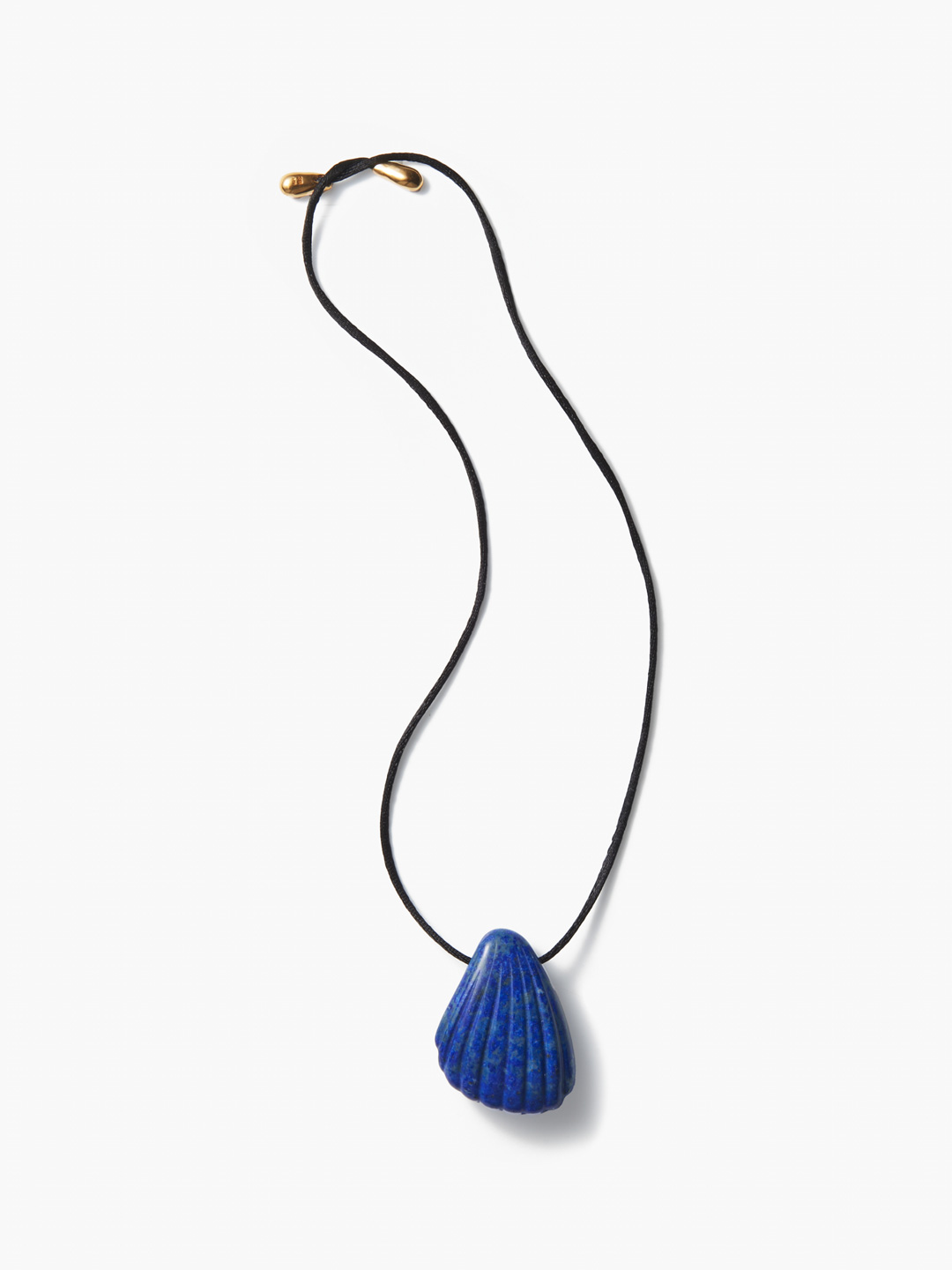 Small Lapis Coquille Pendant - Yellow Gold
