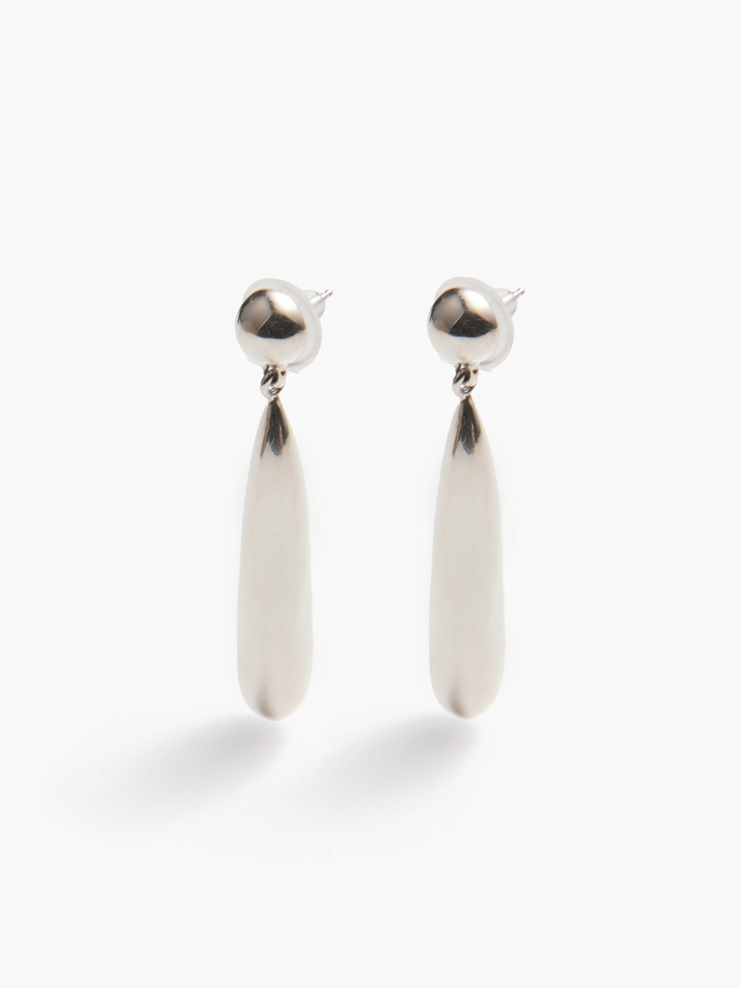 Large Teardrop Pierced Earring - Silver