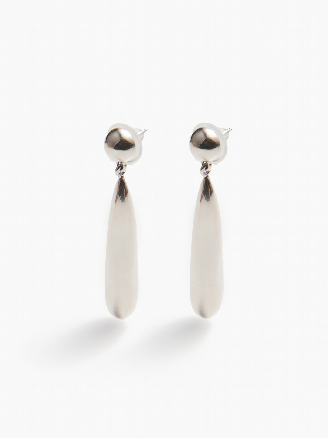 Large Teardrop Pierced Earrings - Silver