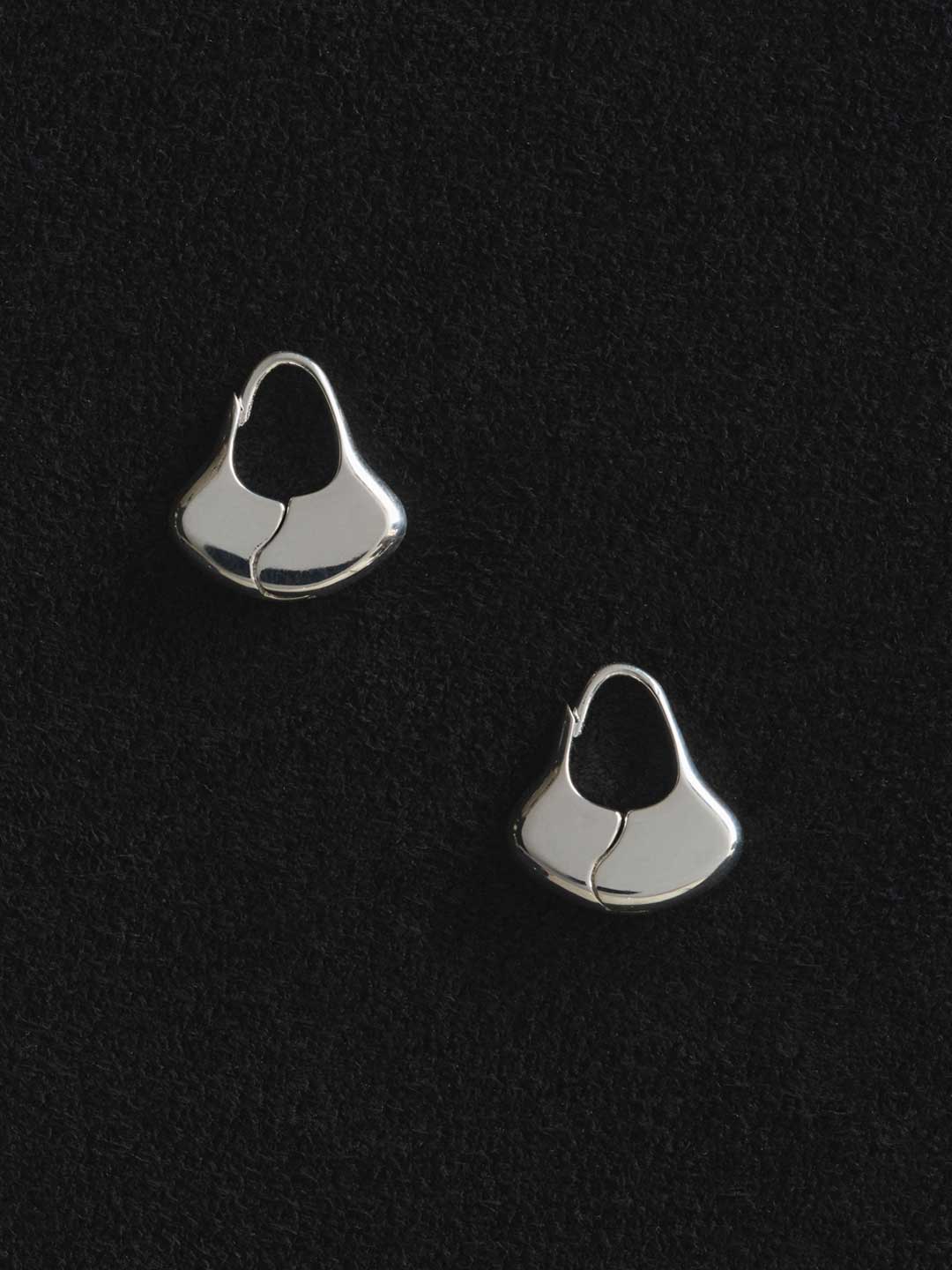 Small Gingko Hoops  - Silver