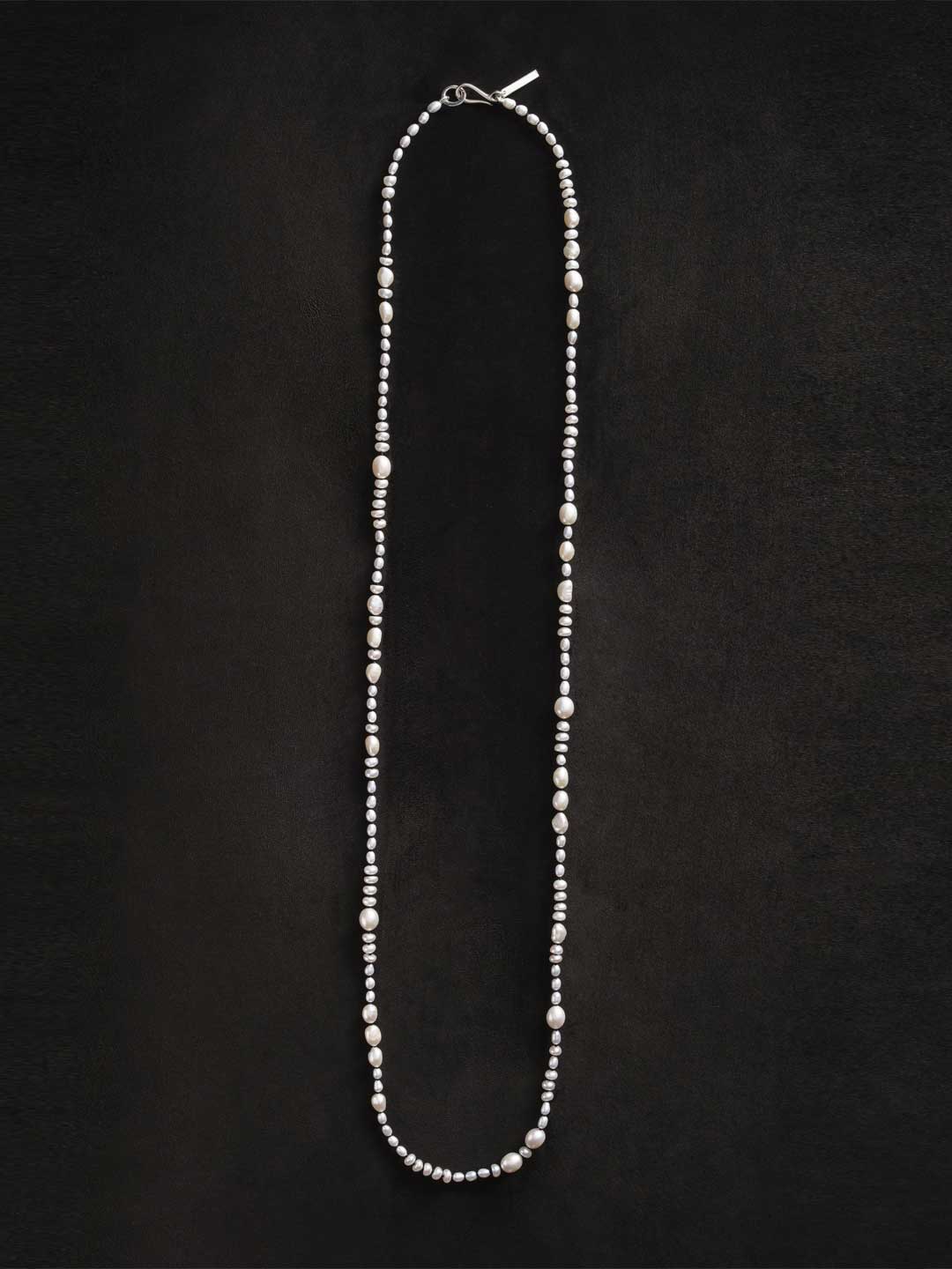 White Pearl Mermaid Necklace 76cm - Silver