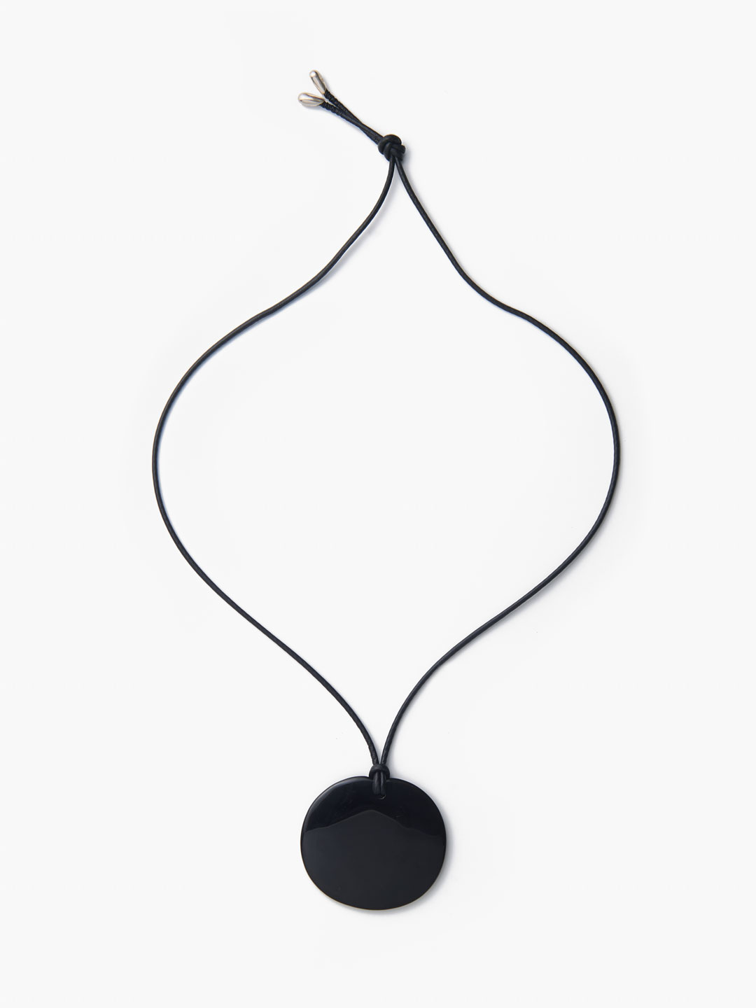 Onyx Large Full Moon Pendant - Silver