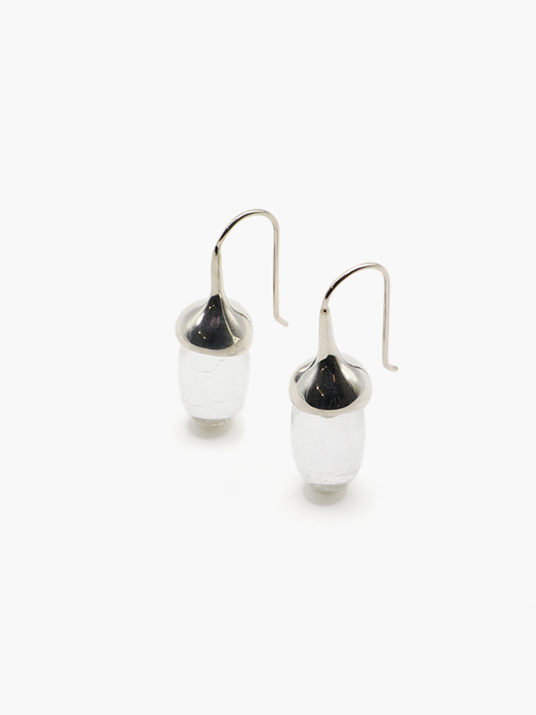 Quartz Dripping Stone Earrings - Silver
