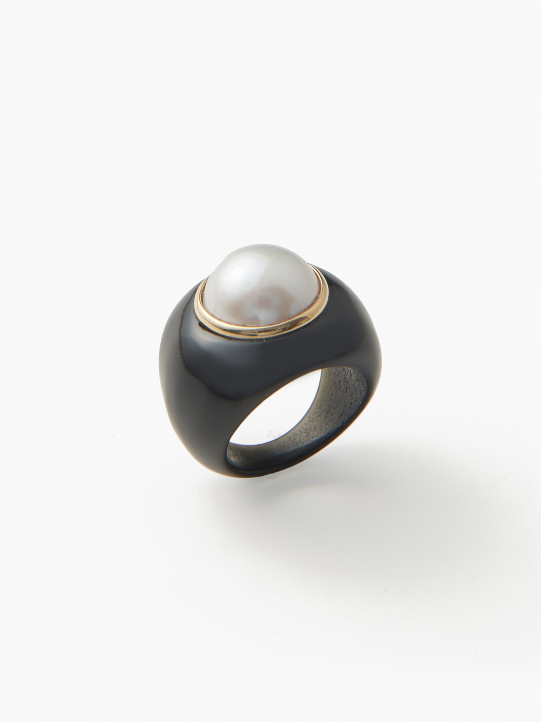 Pearl Moon Ring - Yellow Gold