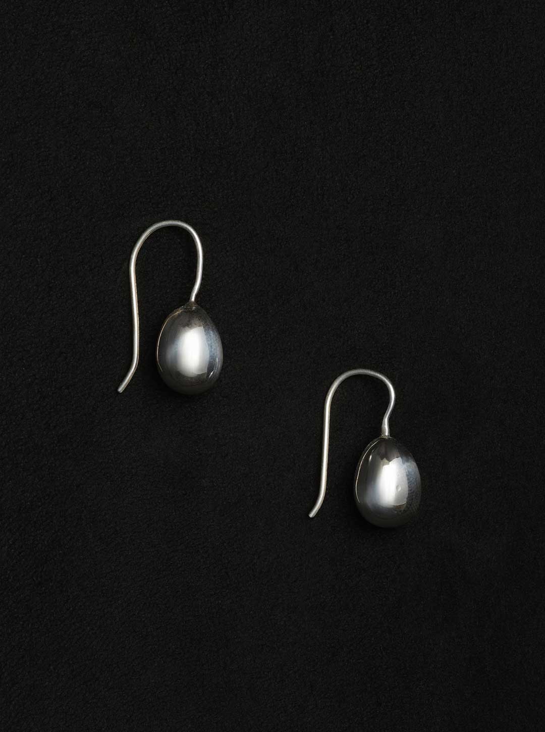 Petite Egg Drop Pierced Earrings - Silver