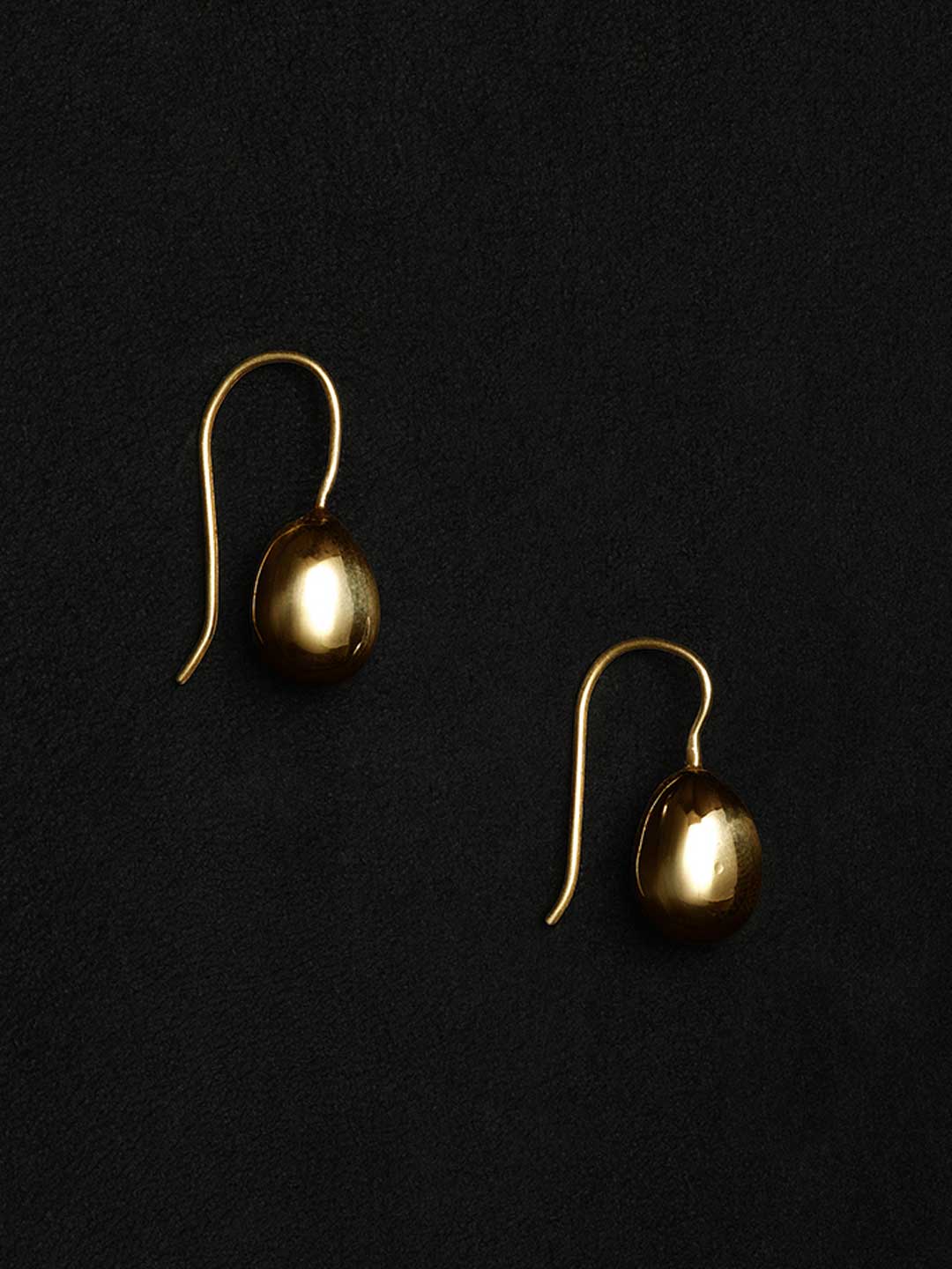 Gold Petite Egg Drop Pierced Earrings - Yellow Gold