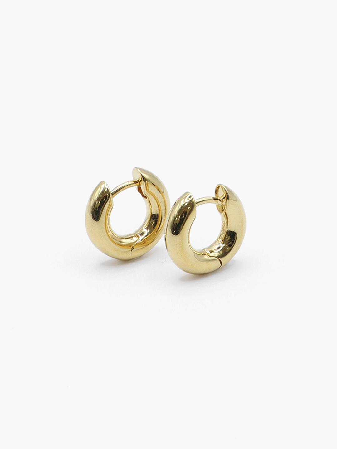 Gold Medium Bagel Hoops Pierced Earrings - Yellow Gold
