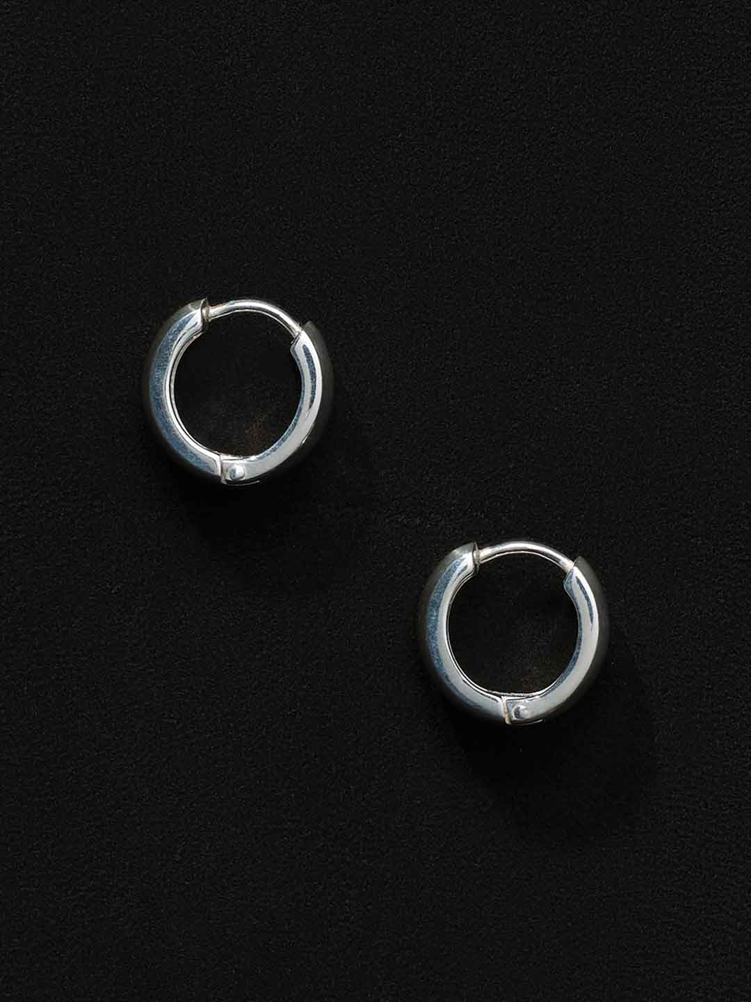 Large Edo Hoops Pierced Earrings - Silver