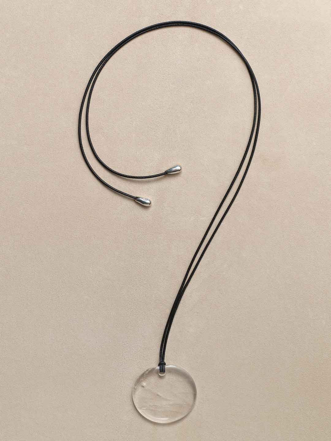 Medium Full Moon Pendant, Quartz - Silver